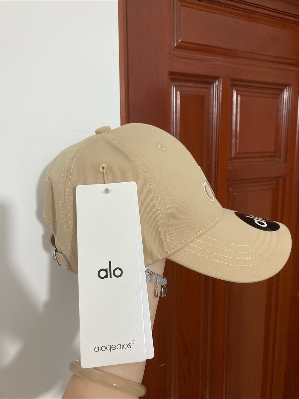 Alo Classic Logo Baseball Cap in Beige - Picture 2 of 3